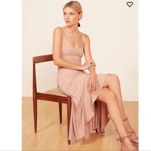 REFORMATION ROU BLUSH MIDI DRESS VACATION PHOTOSHOOT DATE NIGHT BRIDAL